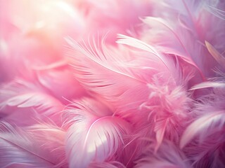 AI-generated image: a beautiful, delicate pink feather background. Soft pastel hues, fluffy texture, perfect wallpaper design.