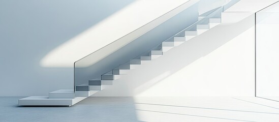 Fototapeta premium Modern Minimalist White Staircase Interior Design