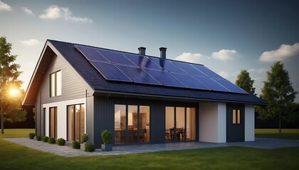 Obraz premium Modern Solar Powered Home Design Featuring Contemporary Architecture