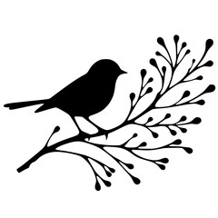 Silhouette of a bird on a branch