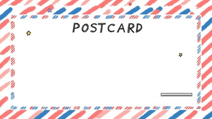 Obraz premium Cute Postcard Design with Colorful Stripes and Heart Decorations for Sending Messages