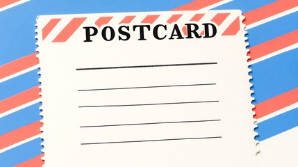 Obraz premium Cute Postcard Design with Colorful Stripes and Heart Decorations for Sending Messages