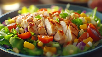 close-up of delicious american cobb salad
