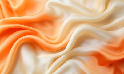 Fototapeta premium Orange Apricot Silk Waves Flowing Drapery Abstract Background - Elegant Fabric Texture, Fluid Motion Concept for Design and Art Projects, Generative AI