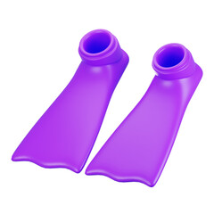 3d rendering summer season icon concept. 3d render diving fins icon