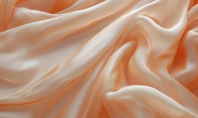 Obraz premium Orange Apricot Silk Waves Flowing Drapery Abstract Background - Elegant Fabric Texture, Fluid Motion Concept for Design and Art Projects, Generative AI