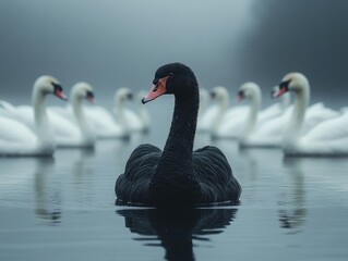 Individuality: singular stance, individuality amidst crowd, belief assertion, personal distinctiveness, solitary visualization, authentic self, independent identity, personal values, one perspective.