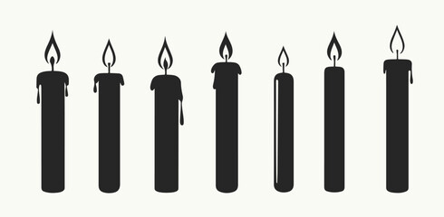 Silhouette candle set collection vector isolated