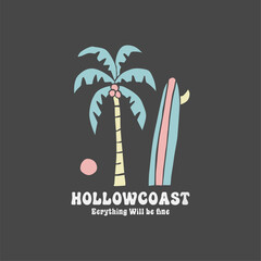 Vector illustration on the theme of surf and surfing. Typography, t-shirt graphics, print, poster, banner, flyer, postcard