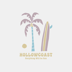 Vector illustration on the theme of surf and surfing. Typography, t-shirt graphics, print, poster, banner, flyer, postcard