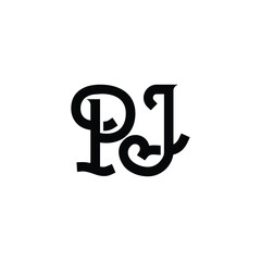 PJ monogram logo design letter text name symbol monochrome logotype alphabet character simple logo