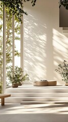 a bench in a room with a lot of windows
