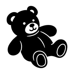 Naklejka premium リラックスしているポーズのテディベアの黒いシルエットイラスト 透過背景の切り抜き