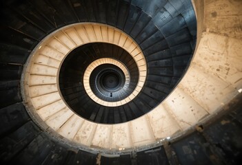 A Striking Spiral Staircase Design in Black and Beige