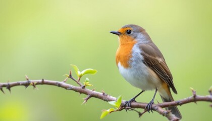 Close-up of a robin perched on a branch.