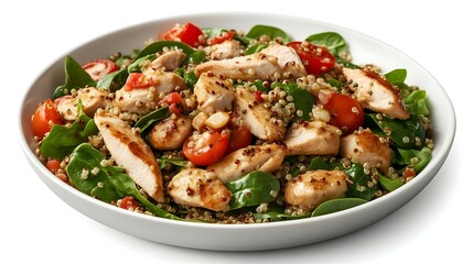 Fresh salad from quinoa chicken breast spinach