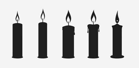 Silhouette candle set collection vector isolated