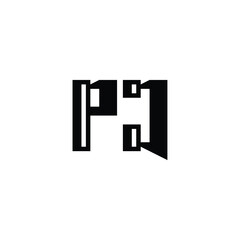 Obraz premium PJ monogram logo design letter text name symbol monochrome logotype alphabet character simple logo