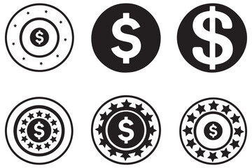 Dollar Icon Vector Illustration on a white background. Coin, Money Sign