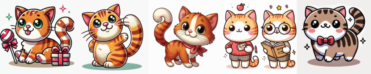 vector collection of cats acting cute and excited