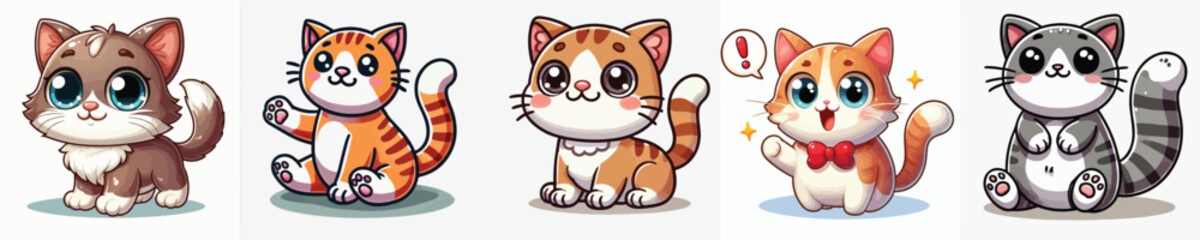 vector collection of cats acting cute and excited