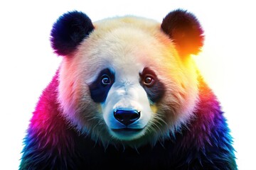 Obraz premium A majestic panda silhouette, a powerful monochrome image against a clean white backdrop.