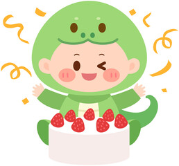 Snake Costume Baby Birthday Cake