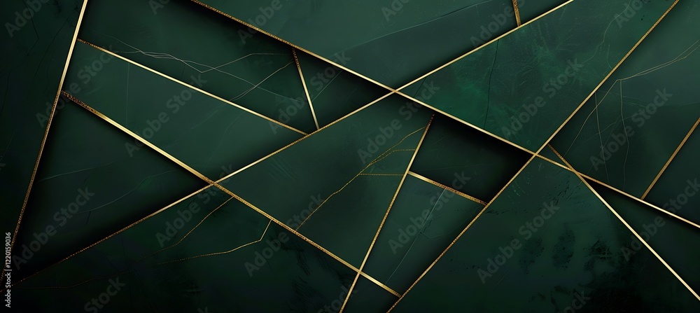 Poster green abstract background with golden geometric patterns ideal for decorative backdrops and creative