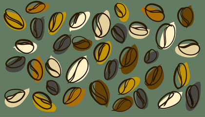 seamless pattern with brown coffee beans