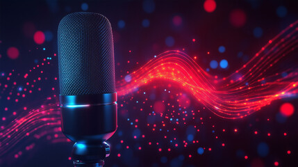 Abstract Microphone with Red and Blue Light Waves