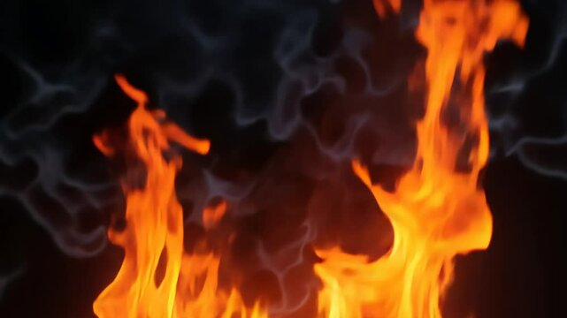 Fiery Flames Burning Bright Intense Fire Video Footage