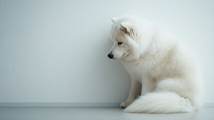 Elegant White Dog in a Minimalist Setting
