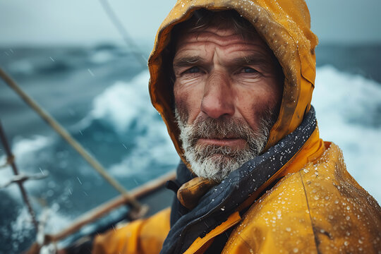 maritime theme, seascape depicting a rugged sailor, unsplash