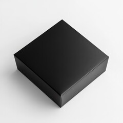 Square black box mockup on white background.