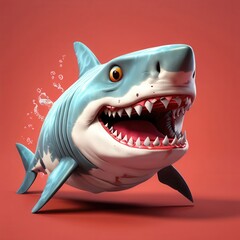 Naklejka premium the AI Image Generator, Playful Cartoon Shark With Sharp Teeth