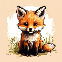 Fototapeta premium the AI Image Generator, Adorable Cartoon Fox Illustration