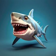 the AI Image Generator, Playful Cartoon Shark With Sharp Teeth