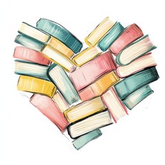 Obraz premium A Heart Shaped Collection Of Books Arranged Beautifully