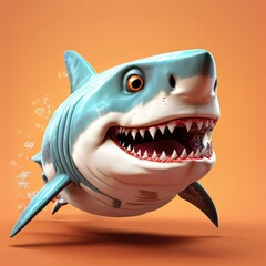 the AI Image Generator, Playful Cartoon Shark With Sharp Teeth