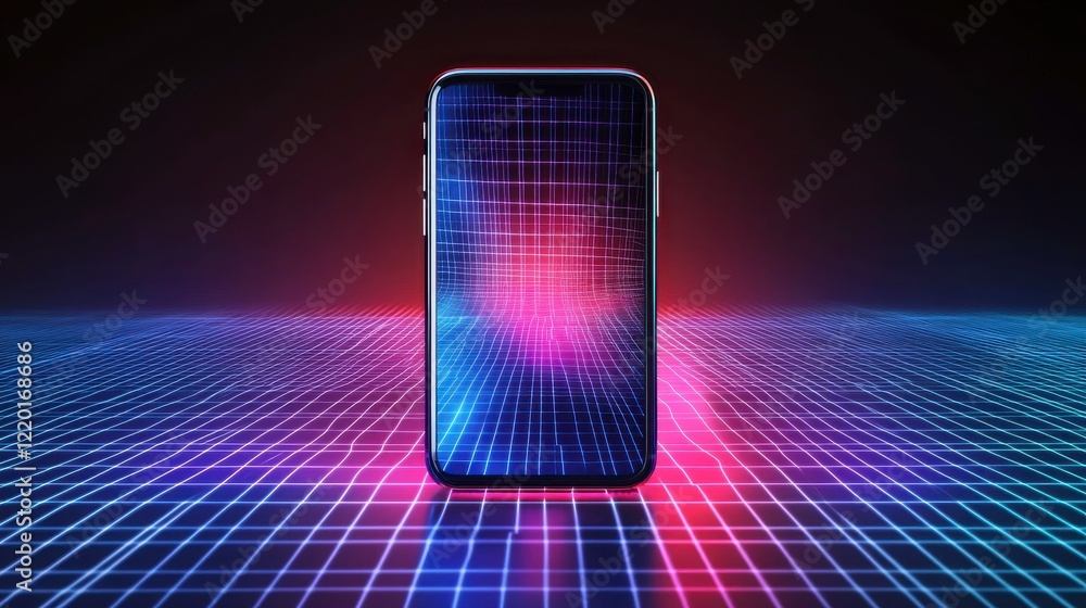 Poster vibrant smartphone with action-oriented digital scene