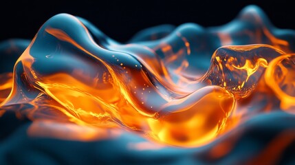 Obraz premium Abstract Glowing Waves of Orange and Blue