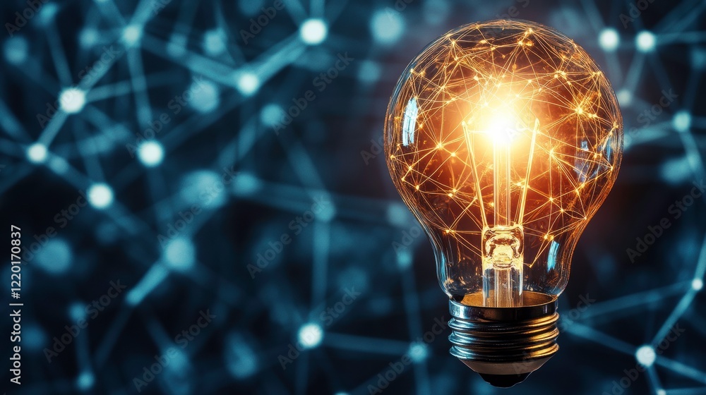 Poster abstract light bulb with bright elements and background
