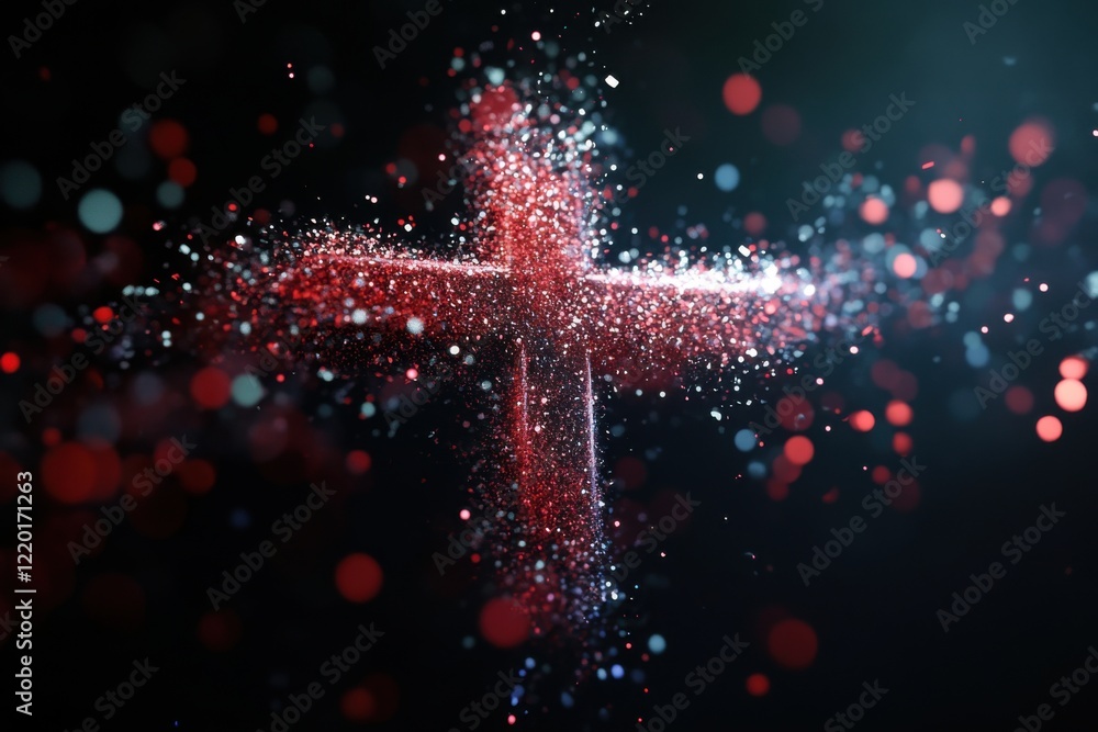 Aufkleber bright cross design with particle effects in ar style