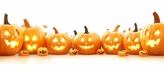 Lit Jack-o'-lanterns Halloween banner