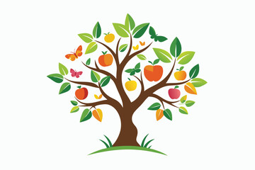 Obraz premium Logo Design Fruit Tree with Butterflies A.eps