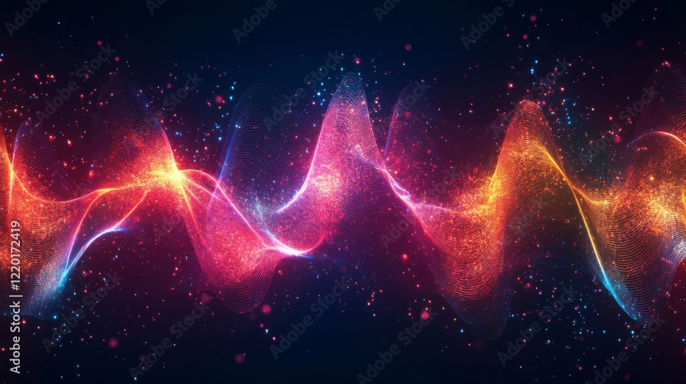 Aufkleber Abstract Glowing Wave Particle Background