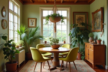 Eco living room with Retro and Vintage Aesthetics theme