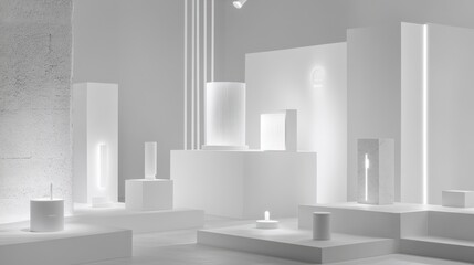 Bright Minimalist Space with Clean Lines and Lighting