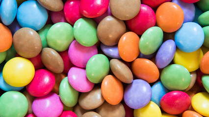 Colorful Candy Coated Chocolate Sweets Background