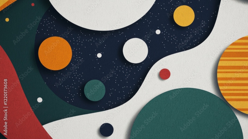 Poster retro psychedelic abstract background groovy circles space and texture